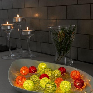KONSTSMIDE LED-Lichterkette »Weihnachtsdeko«, 16 St.-flammig, LED Dekolichter, bunte Baumwollkugeln, klein, 16 warm weiße Dioden