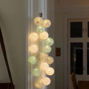 KONSTSMIDE LED-Lichterkette »Weihnachtsdeko«, 16 St.-flammig, LED Dekolichter, hellblaue/graue/weiße Baumwollkugeln, groß, 16 Dioden