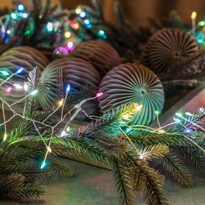 LED-Lichterkette KONSTSMIDE Weihnachtsdeko Lichterketten Gr. Dioden 360 St. Flammen 360 St., Kabellänge 5 m x Gesamtlänge 8,6 m, silberfarben Lichterketten Lichternetze Micro LED Lichterkette, Firecracker, mit langsamem RGB-Farbwechsel