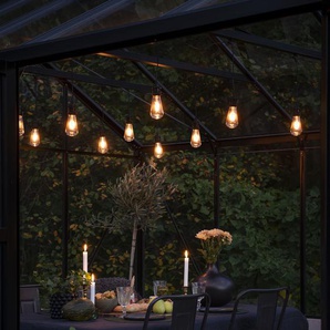 LED-Lichterkette KONSTSMIDE Weihnachtsdeko aussen Lichterketten Gr. Dioden 10 St. Flammen 10 St., Kabellänge 10 m x Gesamtlänge 14,5 m, schwarz Lichterketten Lichternetze LED globe Party Lichterkette, retro Design, 10 bernsteinfarbene Dioden