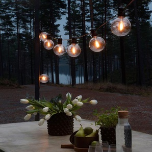 LED-Lichterkette KONSTSMIDE Weihnachtsdeko aussen Lichterketten Gr. Dioden 10 St. Flammen 10 St., Kabellänge 10 m x Gesamtlänge 14,5 m, schwarz Lichterketten Lichternetze LED globe Party Lichterkette, retro Design, schwarz, 10 Dioden