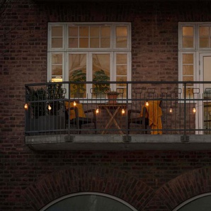 LED-Lichterkette KONSTSMIDE Weihnachtsdeko aussen Lichterketten Gr. Dioden 20 St. Flammen 20 St., Kabellänge 10 m x Gesamtlänge 14,5 m, schwarz Lichterketten Lichternetze LED Biergartenkette, klar, mit Dimmer, 10 klare Birnen 20 Dioden