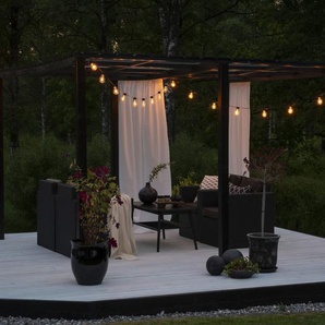 LED-Lichterkette KONSTSMIDE Weihnachtsdeko aussen Lichterketten Gr. Dioden 20 St. Flammen 20 St., Kabellänge 10 m x Gesamtlänge 19,5 m, schwarz Lichterketten Lichternetze LED Biergartenkette, 20 klare Birnen 160 bernsteinfarbene Dioden