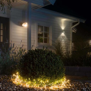 LED-Lichterkette KONSTSMIDE Weihnachtsdeko aussen Lichterketten Gr. Dioden 200 St. Flammen 200 St., Kabellänge 5 m x Gesamtlänge 6,8 m, silberfarben Lichterketten Lichternetze Micro LED Büschellichterkette Cluster, mit Aufroller, 200 Dioden