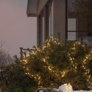 LED-Lichterkette KONSTSMIDE Weihnachtsdeko aussen Lichterketten Gr. Dioden 400 St. Flammen 400 St., Kabellänge 10 m x Gesamtlänge 18,78 m, schwarz (schwarz, rot) Lichterketten Lichternetze Micro LED Compactlights mit Kabelaufroller, schwarz-rot, 400