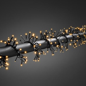 LED-Lichterkette KONSTSMIDE Weihnachtsdeko aussen Lichterketten Gr. Dioden 960 St. Flammen 960 St., Kabellänge 5 m x Gesamtlänge 12,2 m, schwarz Lichterketten Lichternetze Micro LED Büschellichterkette Cluster, 960 bernsteinfarbene Dioden