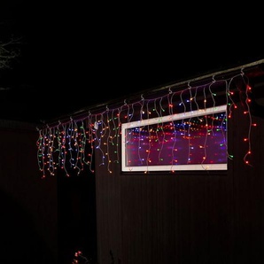 KONSTSMIDE LED-Lichtervorhang Weihnachtsdeko aussen, 200-flammig, LED Eisregen Lichtervorhang, mit bunten Globes, 200 bunte Dioden