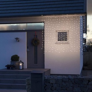 KONSTSMIDE LED-Lichtervorhang Weihnachtsdeko aussen, 320-flammig, LED Eisregen Lichtervorhang, gefrostet, 320 warm weiße Dioden