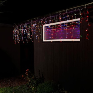 KONSTSMIDE LED-Lichtervorhang, 400 St.-flammig, LED Eisregen Lichtervorhang, mit bunten Globes, 400 bunte Dioden
