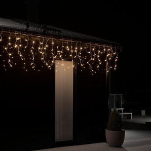 KONSTSMIDE LED-Lichtervorhang Weihnachtsdeko aussen, 96-flammig, LED Eisregen Lichtervorhang, 96 bernsteinfarbene Dioden