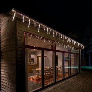 KONSTSMIDE LED-Lichtervorhang, 96-flammig, LED Eiszapfen, 32 Zapfen, mit Multifunktion, 96 warm weiße Dioden