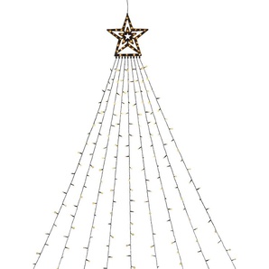 KONSTSMIDE LED-Lichtervorhang »Triangel«, 304 St.-flammig, LED Lichtervorhang mit Stern, 304 bernsteinfarbene Dioden, H. 2,7 m