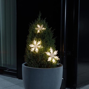 KONSTSMIDE LED-Lichtervorhang »Weihnachtsdeko aussen«, 15 St.-flammig, LED Lichtervorhang, 3 Acryl Schneeflocken, 15 warm weiße Dioden