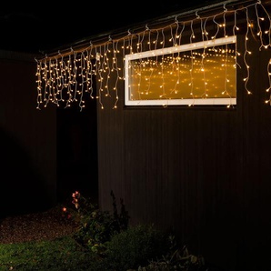KONSTSMIDE LED-Lichtervorhang »Weihnachtsdeko aussen«, 200 St.-flammig, LED Eisregen mit weißen Globes, 200 bernsteinfarbene Diode