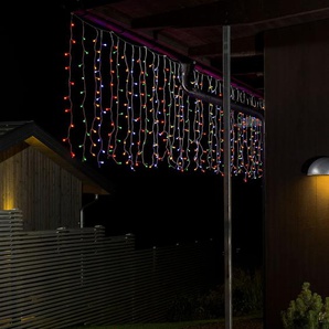 KONSTSMIDE LED-Lichtervorhang »Weihnachtsdeko aussen«, 200 St.-flammig, LED Lichtervorhang, mit bunten Globes, 200 bunte Dioden