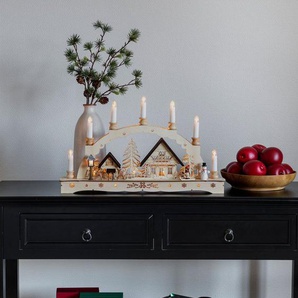 KONSTSMIDE LED Schwibbogen Weihnachtsdeko (1-tlg), Holzsilhouette sieben Kerzen