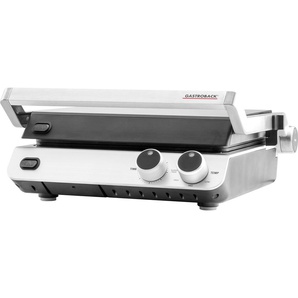 Kontaktgrill GASTROBACK 42537 Design BBQ Pro Kontaktgrill_Standgrill_Tischgrill_Teppanyakigrill silberfarben (schwarz, silber) Kontaktgrills