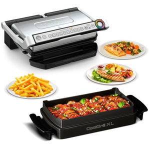 Kontaktgrill TEFAL GC724D OptiGrill+ XL Kontaktgrill_Standgrill_Tischgrill_Teppanyakigrill schwarz (edelstahlfarben, schwarz) Kontaktgrills Backschale, 9 voreingestellte Programme, 4 Temperaturlevel