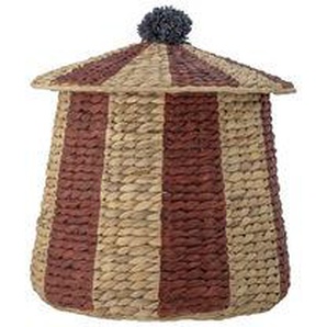 Korb Birsen faser rot beige / Mit Deckel - Ø 40 x H 40 cm / Wasserhyazinthe - Bloomingville - Beige
