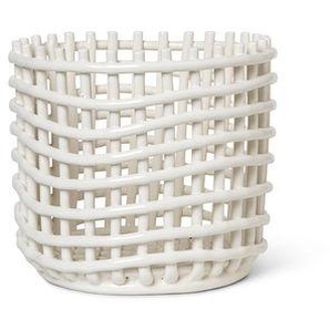 Korb Ceramic Large keramik weiß / Ø 23,5 x H 21 cm - Handgefertigt - Ferm Living - Weiß