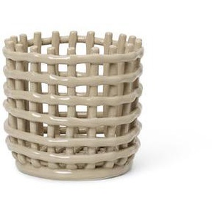 Korb Ceramic Small keramik beige / Ø 16 x H 14,5 cm - Handgefertigt - Ferm Living - Beige