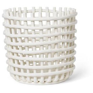 Korb Ceramic XL keramik weiß / Ø 35 x H 32 cm - Handgefertigt - Ferm Living - Weiß