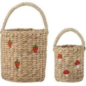 Korb Emilla faser beige / 2er Set - Ø 12 x H 14 + Ø 18 x H 20 cm - Bloomingville - Beige