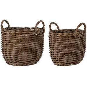 Korb Jayde plastikmaterial braun holz natur / 2er Set - Ø 39 x H 41 + Ø 43 x H 46 cm - Bloomingville -