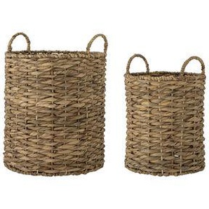 Korb Lilla faser beige holz natur / 2er-Set - Ø31xH44/Ø37xH50 cm - Wasserhyazinthe - Bloomingville - Holz natur