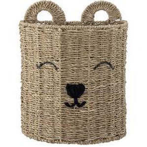 Korb Tesse faser beige holz natur / L 26 x H 33 cm - zum Aufstellen oder Aufhängen - Bloomingville - Holz natur