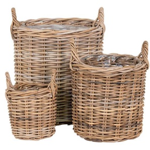 Xxxl Korbset, Braun, Kunststoff, 3-teilig, Rattan, rund, 41x49x41 cm, Ordnen & Aufbewahren, Aufbewahrungskörbe