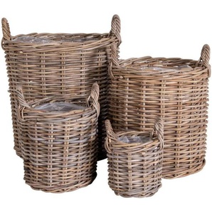 Xxxl Korbset, Braun, Kunststoff, 4-teilig, Rattan, Ordnen & Aufbewahren, Aufbewahrungskörbe