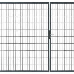 KRAUS Zaundoppeltür Kombitor Tore BxH: 298,4x200 cm, Komplett inkl. Torpfosten 8x8 cm Gr. B/H: 298,4 cm x 200 cm, grau (anthrazit) Sichtschutz