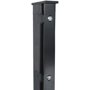 KRAUS Zaunpfosten Modell P mit Edelstahlplättchen Zaunpfosten 4x6x180 cm, für Höhe 123 cm grau (anthrazit) Zaunpfosten