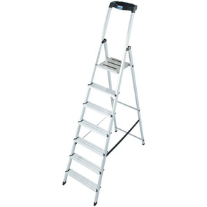 KRAUSE Stehleiter Safety, Aluminium, 1x7 Stufen, Arbeitshöhe ca. 350 cm