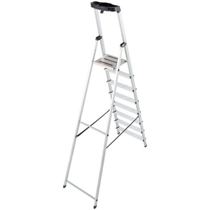 KRAUSE Stehleiter Safety, Aluminium, 1x8 Stufen, Arbeitshöhe ca. 370 cm