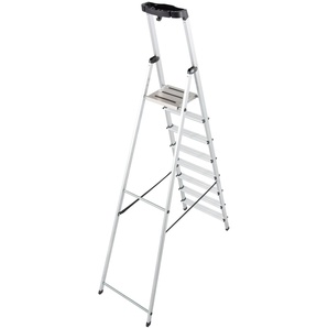 KRAUSE Stehleiter Safety Leitern Gr. B/H/L: 54 cm x 11 cm x 255 cm, grau (aluminiumfarben) Leitern