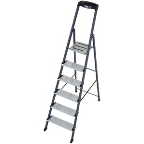KRAUSE Stehleiter Securo, Alu eloxiert, 1x6 Stufen, Arbeitshöhe ca. 330 cm