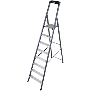 KRAUSE Stehleiter SePro S Leitern Alu eloxiert, 1x8 Stufen, Arbeitshöhe ca. 370 cm Gr. B/H/L: 55 cm x 13 cm x 255 cm, grau (anthrazit) Leitern