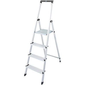 KRAUSE Stehleiter Solidy, Aluminium, 1x4 Stufen, Arbeitshöhe ca. 284 cm