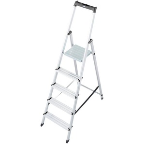 KRAUSE Stehleiter Solidy, Aluminium, 1x5 Stufen, Arbeitshöhe ca. 305 cm