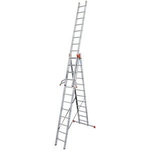 KRAUSE Vielzweckleiter Tribilo Leitern Alu, 3x12 Sprossen, Arbeitshöhe ca. 930 cm Gr. B/H/L: 48 cm x 23 cm x 355 cm, grau (aluminiumfarben) Leitern