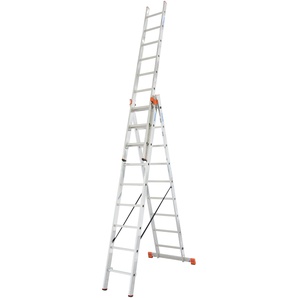 KRAUSE Vielzweckleiter Tribilo Leitern mit Leiternspitzen, 3x9 Sprossen Gr. B/H/L: 50 cm x 270 cm x 270 cm, silberfarben Leitern