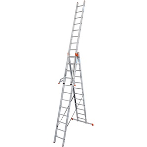 KRAUSE Vielzweckleiter Tribilo Leitern mit Leiternspitzen, 3x12 Sprossen Gr. B/H/L: 48 cm x 360 cm x 360 cm, grau (aluminiumfarben) Leitern