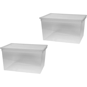 KREHER Aufbewahrungsbox Aufbewahrungsboxen mit Deckel, Größe XXL 48 Liter Gr. B/H/T: 52,5 cm x 31 cm x 38 cm, weiß Ordnungsboxen Aufbewahrungsboxen