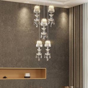 Kristall Hängelampe Yasanie Lucande, klar / transparent, für Wohn- / Esszimmer, Kristall, Modern, Pendelleuchte 9920016