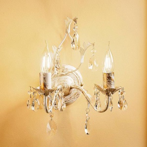 Kristall Wandlampe Teresa ONLI, dimmbar, creme / amber, für Wohn- / Esszimmer, Metall, Antik, Wandleuchte, Wandlampe Innen 4670/AP2A