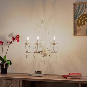 Kristall Wandlampe Teresa ONLI, dimmbar, creme / amber, für Wohn- / Esszimmer, Metall, Antik, Wandleuchte, Wandlampe Innen 4670/AP3A