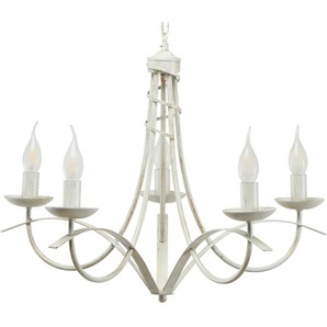 Kronleuchter, 5-flammig, elfenbeinfarben - creme - Materialmix - 50 cm - [63.0] | Möbel Kraft