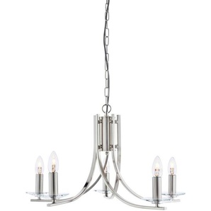 Kronleuchter Ascona , Silber , Metall, Glas , 90 cm , höhenverstellbar , Lampen & Leuchten, Innenbeleuchtung, Hängelampen, Kronleuchter